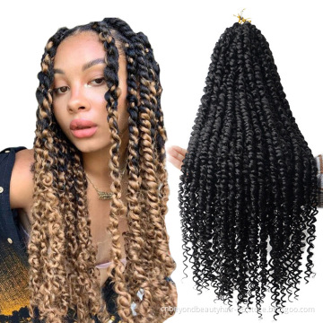 22inches Pre-looped Fluffy Crochet Braid Hair Ombre Synthetic Braiding Hair 15strands Pre Twisted Passion Twist Crochet Hair